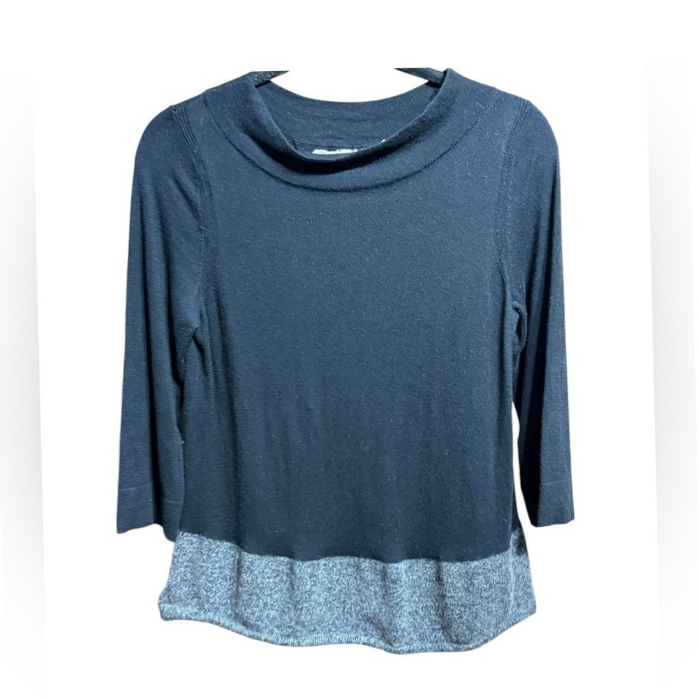 Anthropologie Angel Of The North Evi Black Gray‎ Sweater Cashmere Wool Cotton S